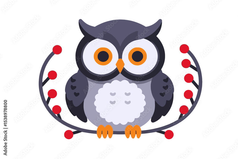 Cute Cartoon Owl with Berries- Owl Vector Illustration for Kids- Whimsical Animal Design- Educational Art for Children- Printable Owl Image for Crafts Cute Cartoon Owl with Berries- Owl Vector Illustration for Kids- Whimsical Animal Design- Educational Art for Children- Printable Owl Image for Crafts