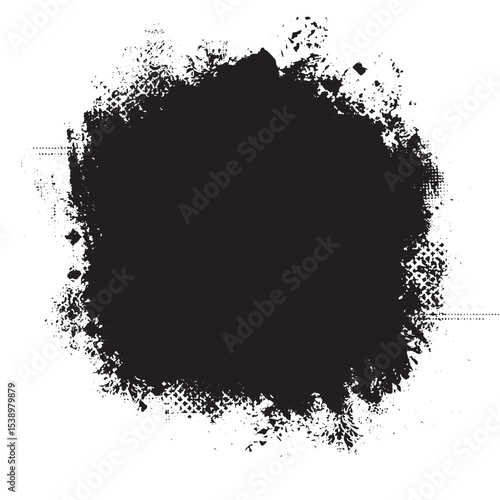 Distressed Black Grunge Blob with Textured Edges