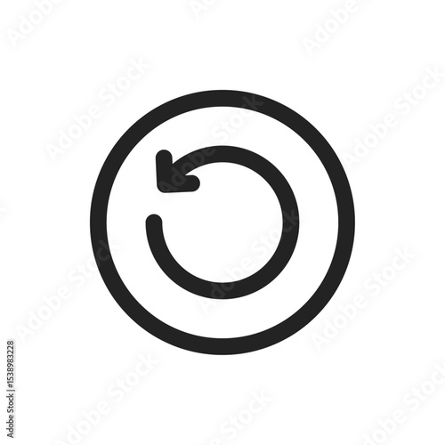 Circular reset or refresh icon with curved arrow inside, shown in black outline circle style symbolizing reload, restart, synchronization, or update action.