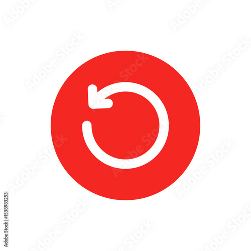 Circular reset or refresh icon with curved arrow inside, shown in red circle styles symbolizing reload, restart, synchronization, or update action.