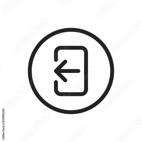 Logout or sign-out icons with a left-facing arrow leaving a rectangular box representing user logout, exit, or session termination.