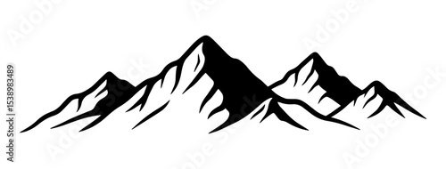 Silhouette of mountains isolated vector illustration on white or transparent background