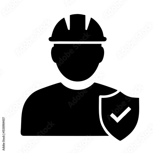 Workplace Security & Employee Safety: Hard Hat and Checkmark Symbol