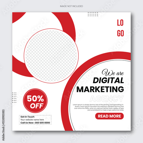 Digital Marketing Social Media Post Template Layout and digital business marketing banner for social media post template.	