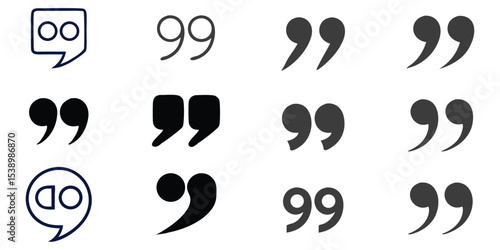 Communication and Dialogue Icons, Set of Various Quotation Mark Graphics for Design On White Background