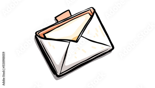 Envelope illustration with open flap in hand-drawn style  