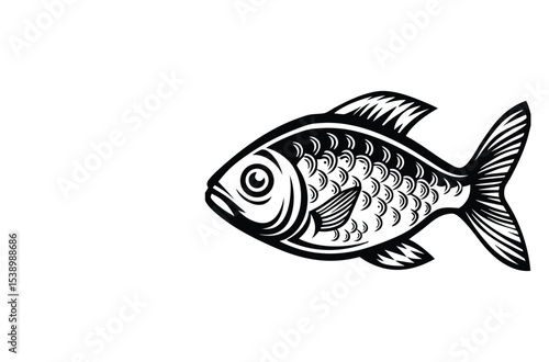 Fishing logo. Bass fish club emblem. Fishing theme vector illustration. Isolated on white Background