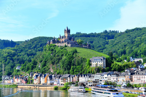 Cochem Castle (Reichsburg Cochem) in the Moselle Valley. The Rhine valley is one of the most beautiful parts of Germany.
