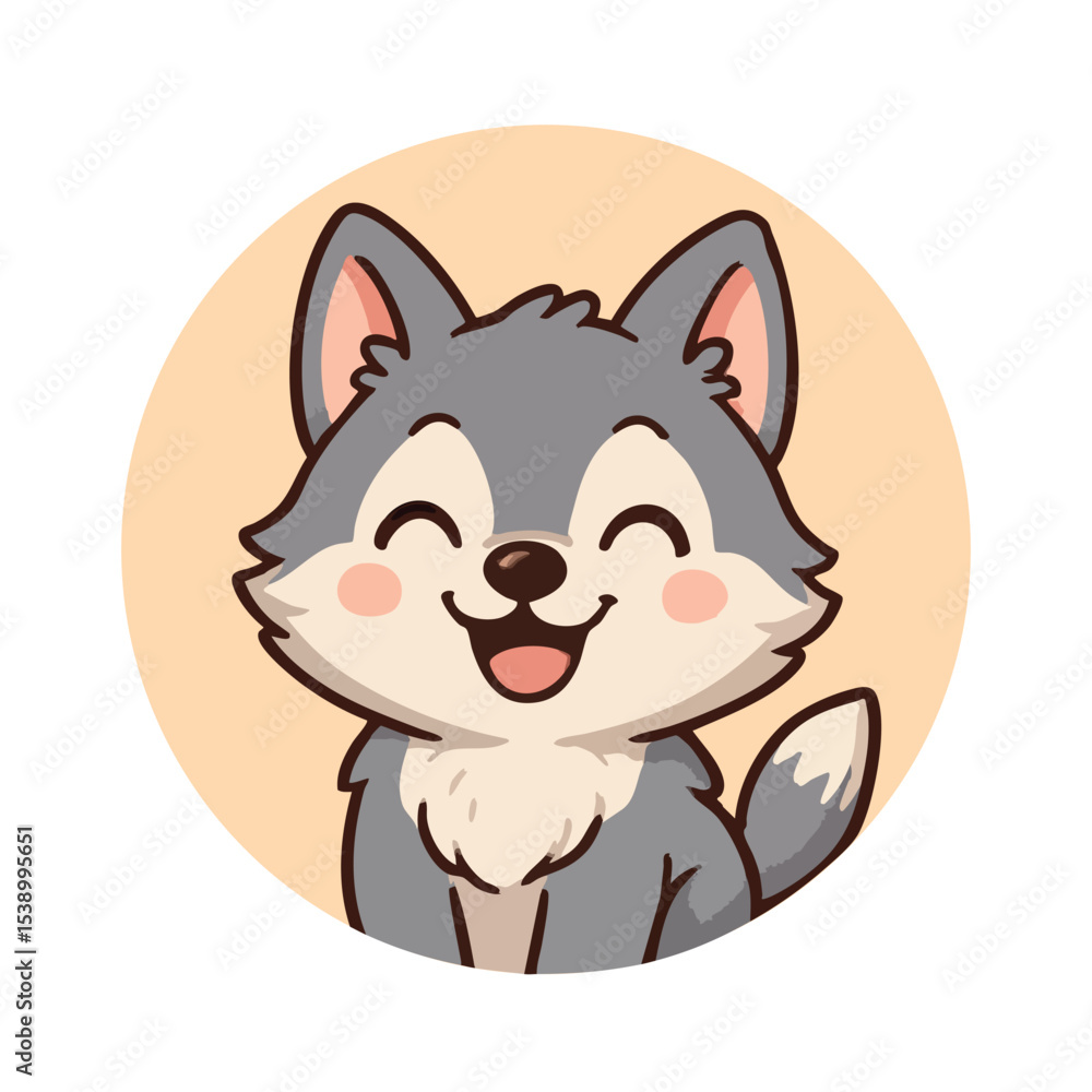 Cute baby wolf mascot vector in circle shape Cute baby wolf mascot vector in circle shape
