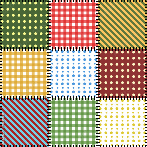 Patchwork seamless pattern. Estampa para São joão e festa junina. Picnic colorful pattern. Patchwork wallpaper