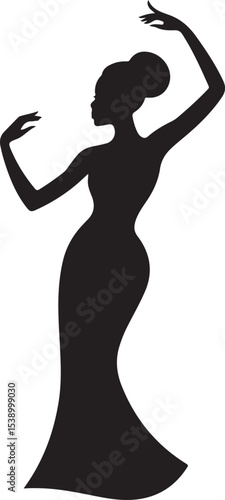 Silhouette of Dancing Woman Vector Illustration Expressing Joy Freedom and Cultural Expression