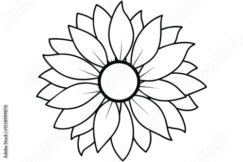 Elegant Sunflower Line Art Simple Floral Design Illustration
