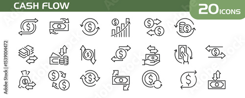 CASH FLOW LINE ICON FOR LOGO AND PERCENTAGE VECTOR NEEDS