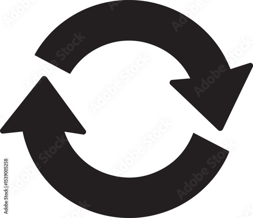 Refresh Icon Silhouette Vector Format – Black Loop Arrow Symbol Design