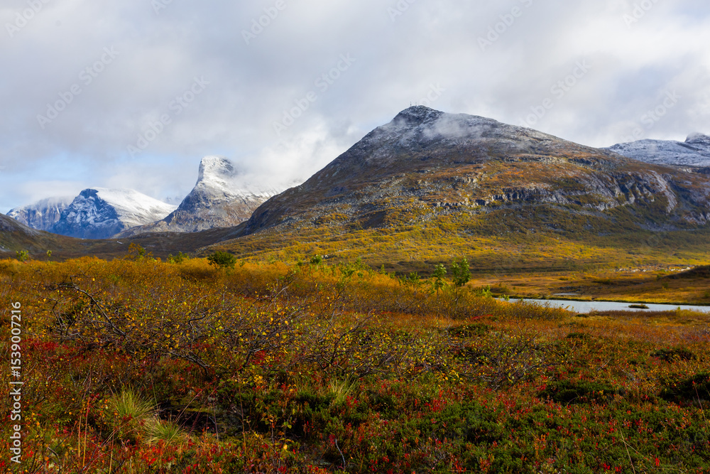 Fototapeta premium Autumn landscape in Trollstigen road in south Norway in Europe