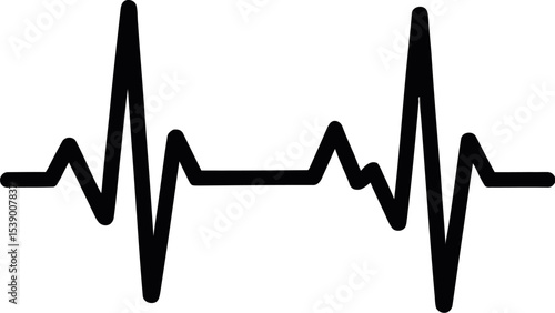 A simple black line drawing of an ekg or heart beat line on a white gradient background