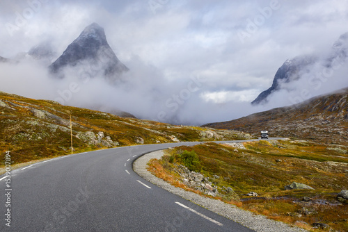 Autumn landscape in Trollstigen road in south Norway in Europe