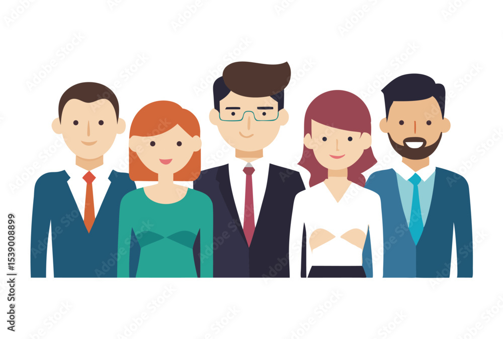 Group of Business People Standing Together Vector Illustration for Corporate and Office Concepts Group of Business People Standing Together Vector Illustration for Corporate and Office Concepts