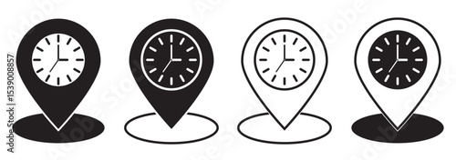 Real time location flat simple vector icons illustration set.