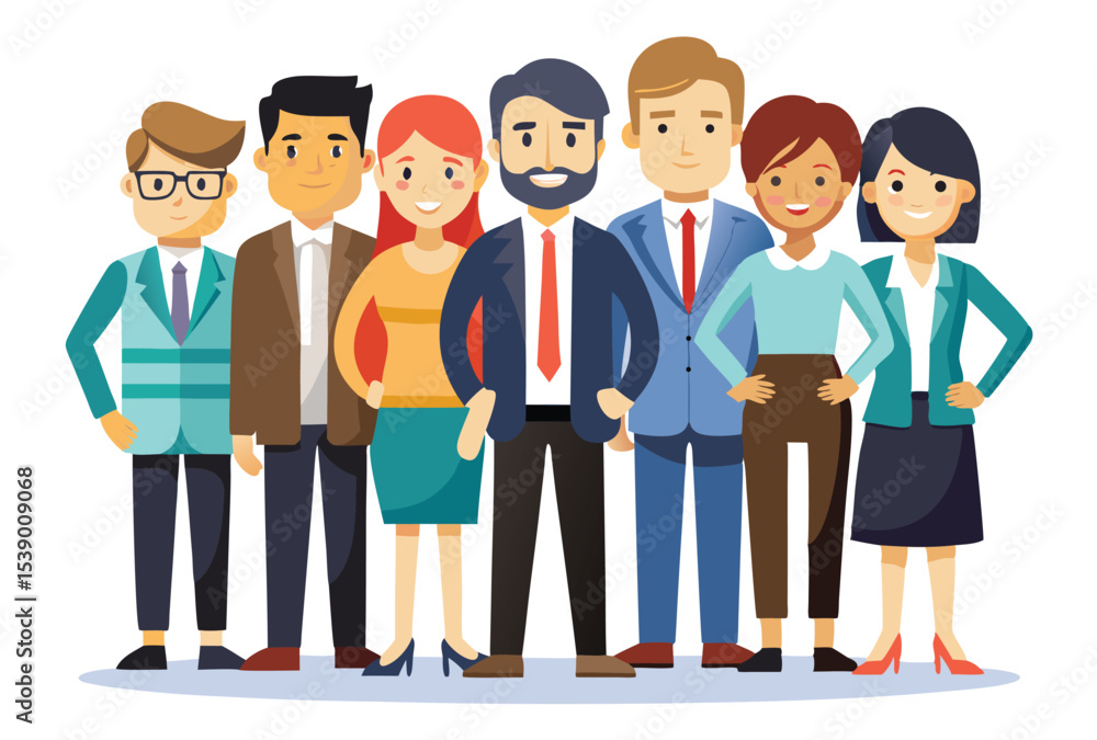 Group of Business People Standing Together Vector Illustration for Corporate and Office Concepts Group of Business People Standing Together Vector Illustration for Corporate and Office Concepts