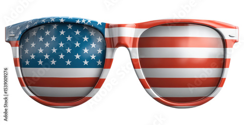 Sunglasses featuring the American flag design with stars on the left lens and stripes on the right lens.