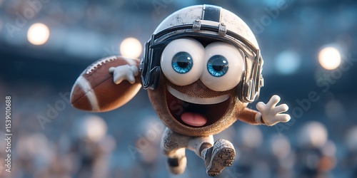 3D Render Cartoon Football Player Mascot Design  American Football Game Character