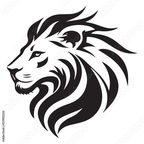 Wallpaper Mural Stylized Lion Head Profile with Bold Black and White Design Elements Torontodigital.ca