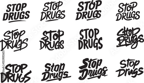 Stop Drugs Typography Variations