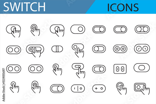 Vector Switch Icons Set for Modern Digital Interfaces and Apps

