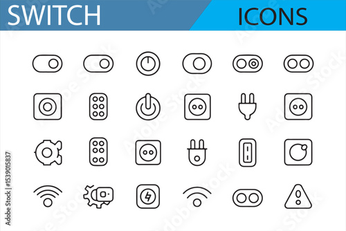 Hand Gesture and Toggle Switch Icons for User Interface Design


