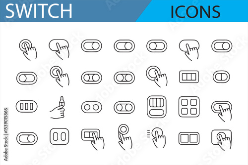 Various Switch Icons with Touch Gesture for UI Design Projects

