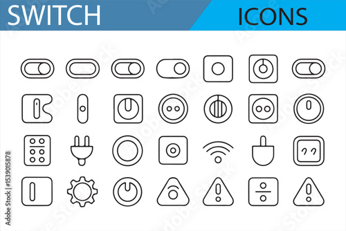 Set of Interactive Toggle Switch Icons for Web and Mobile UI


