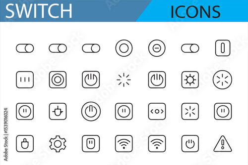 Collection of User Interface Switch Icons with Hand Interaction

