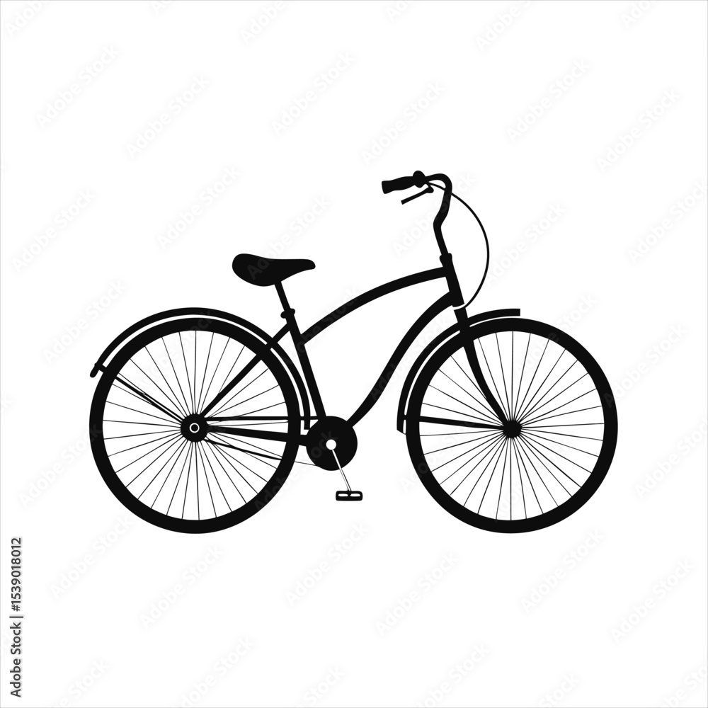 Fototapeta premium Black Silhouette Classic Cruiser Bicycle Vector Icon