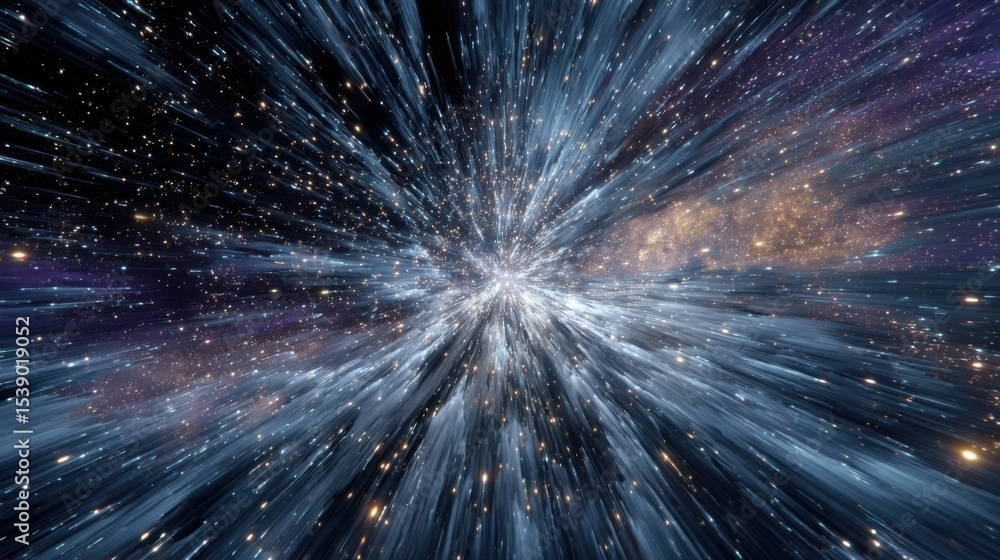 Naklejka premium A starry sky with a bright blue background. The stars are scattered throughout the sky, creating a sense of depth and movement. The blue background gives the impression of a vast, open space