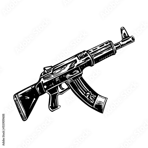 A vintage style illustration depicting a bayonet rifle