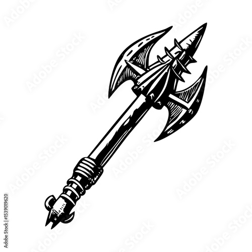 A vintage style illustration representing a harpoon weapon