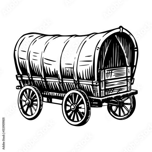 A sketchy style illustration representing a coverage wagon