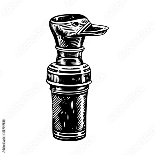 A vintage style illustration depicting a duck call