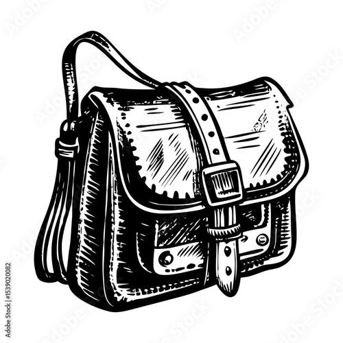A vintage style illustration representing leather bag