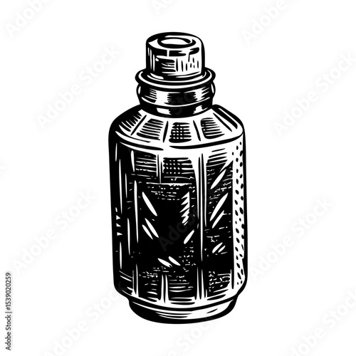 A vintage style illustration showing metal flask