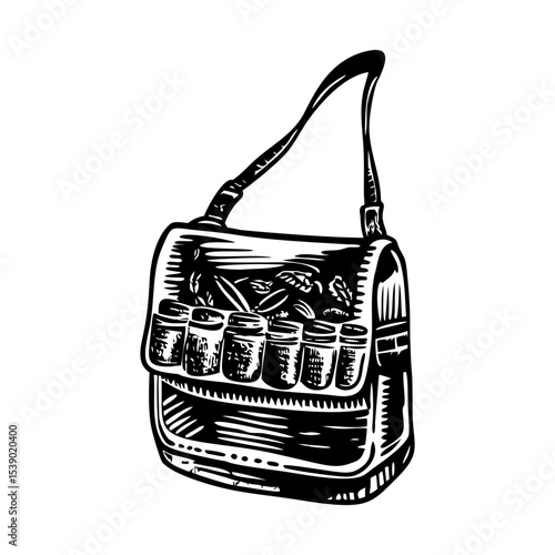 A vintage style illustration representing sling bag