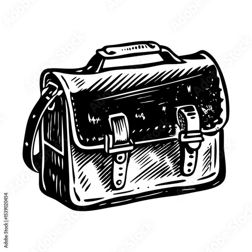 A vintage style illustration showing satchel