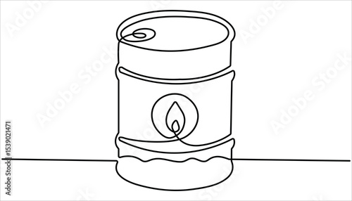 Oil barrel icon hand drawn continuous one line drawing. minimalist continuous one line drawing illustration of a realistic barrel

