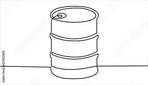 Oil barrel icon hand drawn continuous one line drawing. minimalist continuous one line drawing illustration of a realistic barrel
