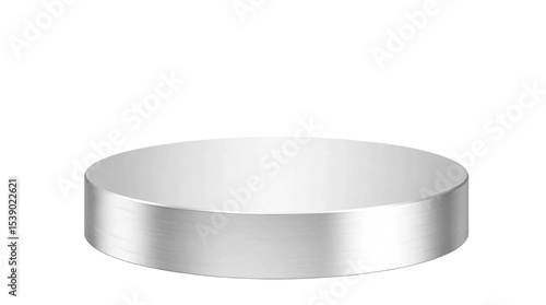 Silver metal round podium isolated on transparent background