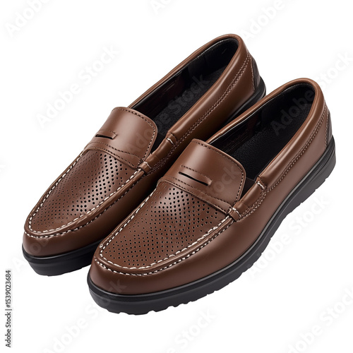 Wallpaper Mural Men's Dark Chocolate Leather Breathable Pedal Shoes Men's Casual Leather Shoes, isolated on a white background
 Torontodigital.ca