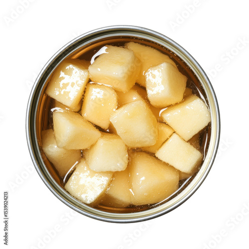 Freshly Cut Diced Pears in Syrup - Perfect for Desserts and Snacks on transparent background