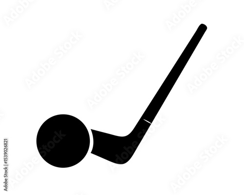 Golf Player Swing Silhouette Vector - Black Sports Icon on White Background