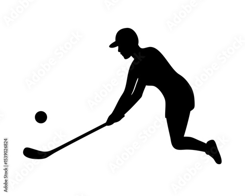 Golf Player Swing Silhouette Vector - Black Sports Icon on White Background